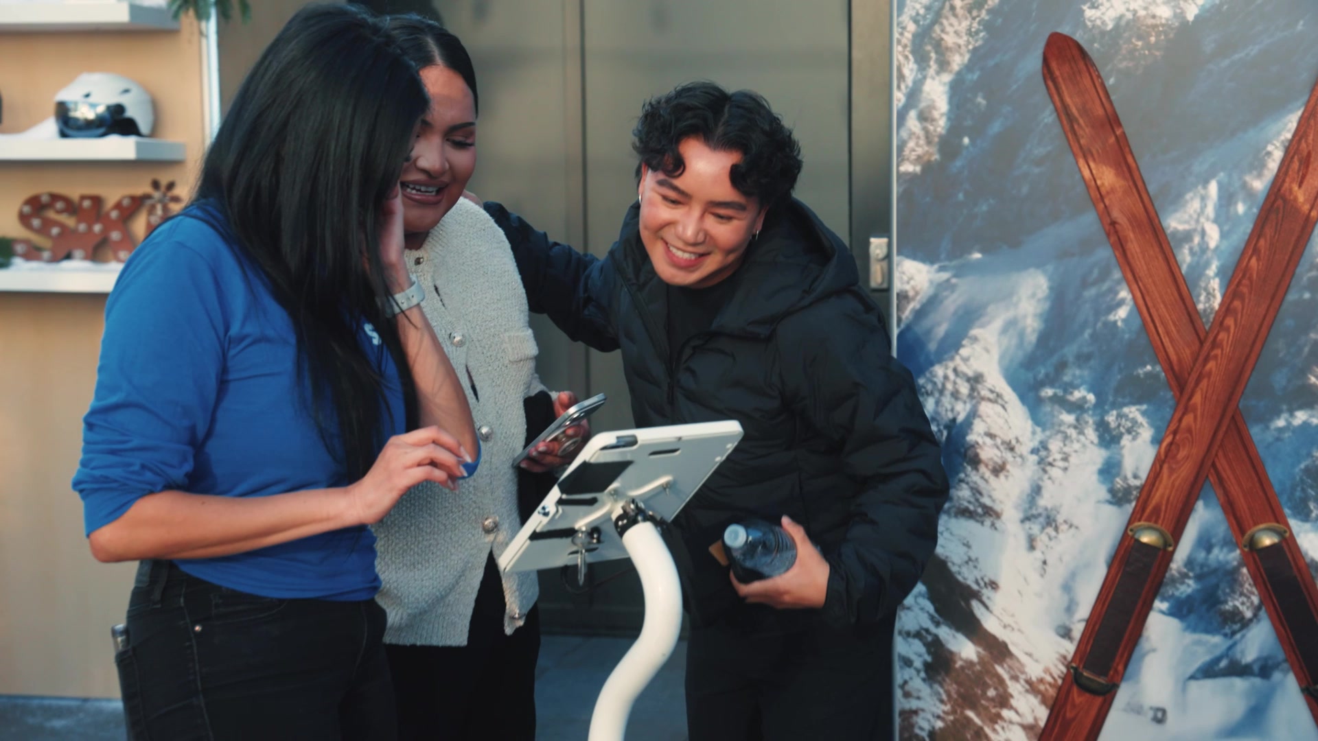 Guests exploring the Amazon and Meta Ski Chalet experience
